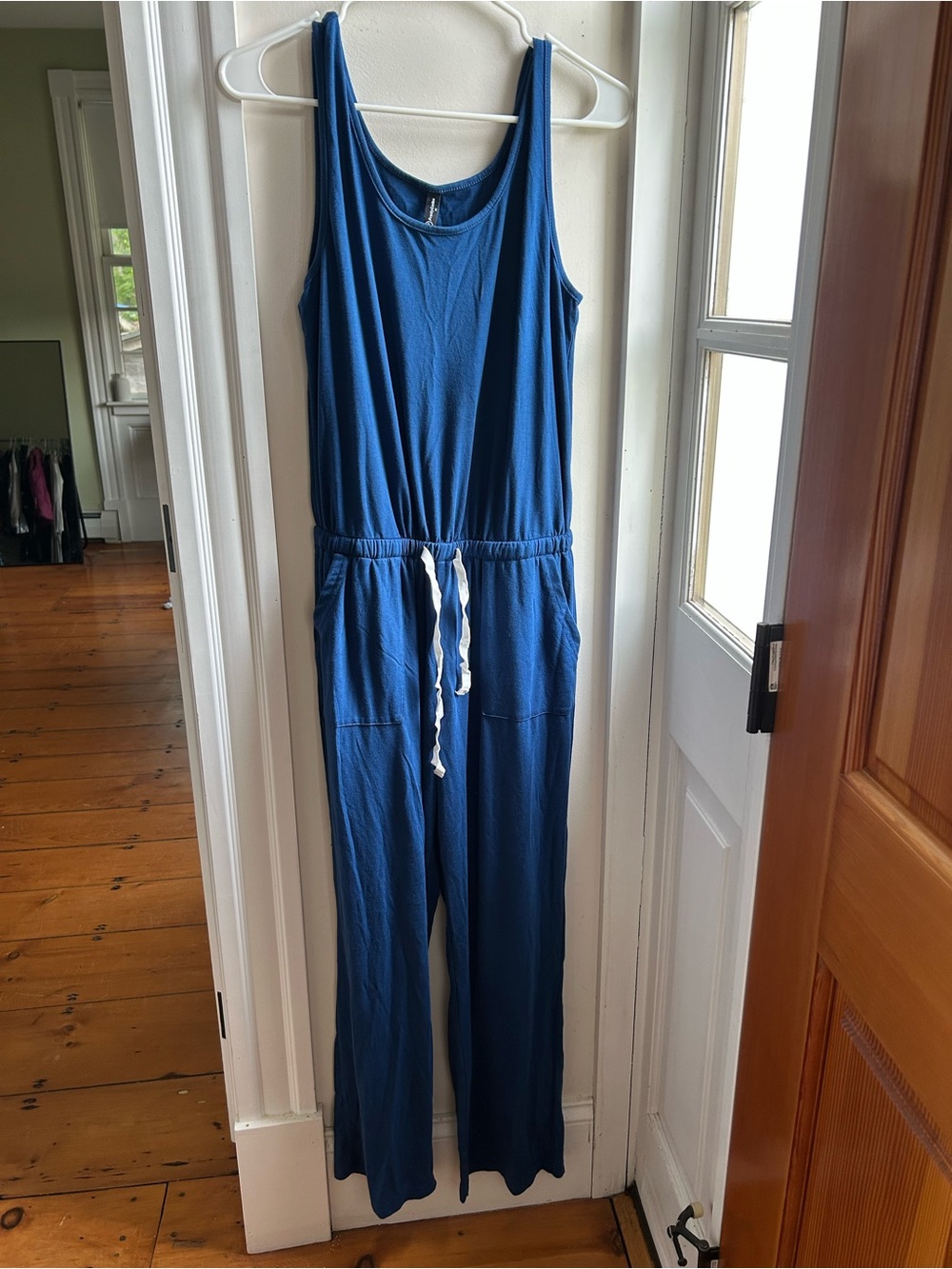 Casual Sleeveless Royal Blue Drawstring Jumpsuit